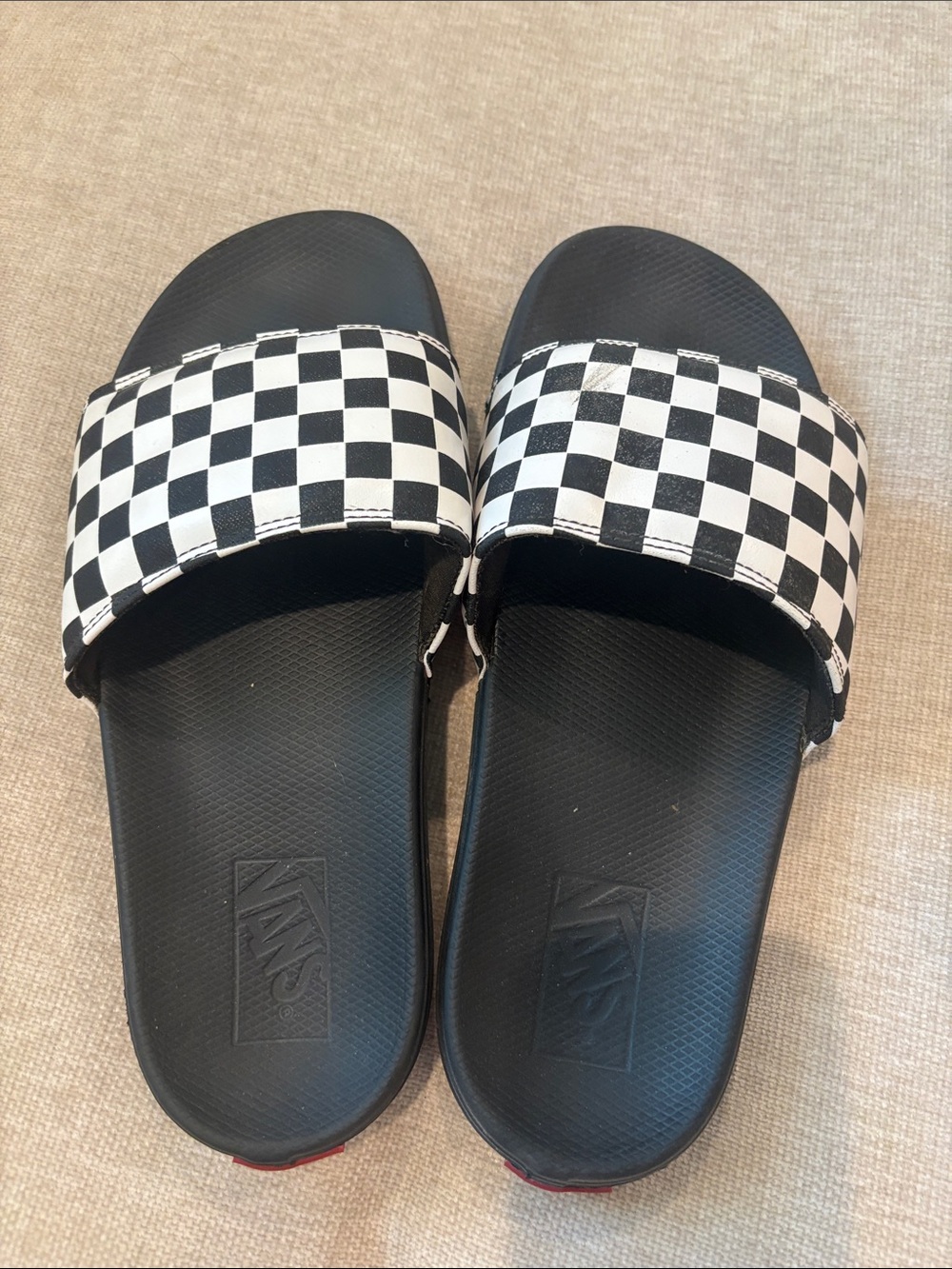 Vans La Costa Slide-On Sandals Black White Checkerboard Slides